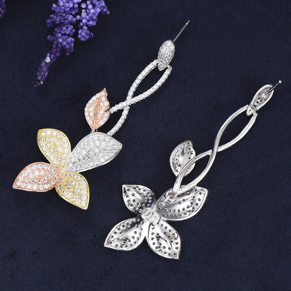 Вымощенный Полный AAA CZ изысканный кулон большие серьги подвески букле d'oreille femme