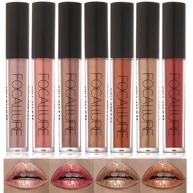 Focallure Meatal Lipstick Long Lasting Waterproof Lip Kit Chamelenon Glitter Shimmer Matt Gloss Liquid Closses 6ml Gift | Красота и