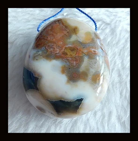 

Natural stone Ocean Jasper Charms Pendant Necklace,49x39x18mm,55.6g