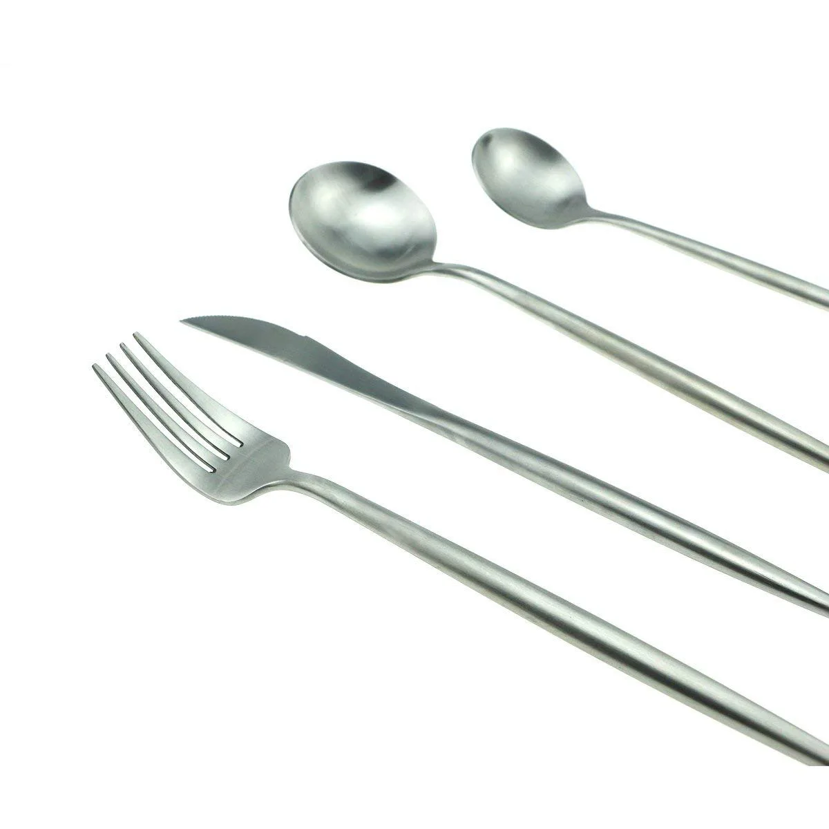 Silver Matte Stainless Steel Cutlery Dinner Set Dinnerware White Tableware Service Forks Teaspoon High Quality Dropshiping | Дом и сад