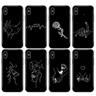 Черный чехол из ТПУ для iphone 5 5s SE 2020 6 6s 7 8 plus x 10, силиконовый чехол для iphone XR XS 11 pro MAX, простой чехол с белой линией