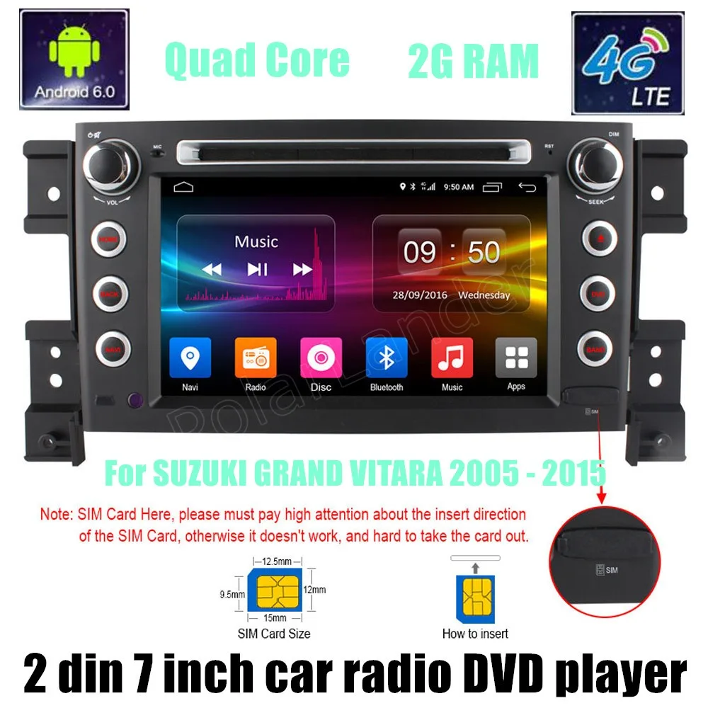 Четырехъядерный автомобильный DVD android 6 0 2 din GPS радио для S/UZUKI G/RAND VI/TARA 2005 2015 WIFI