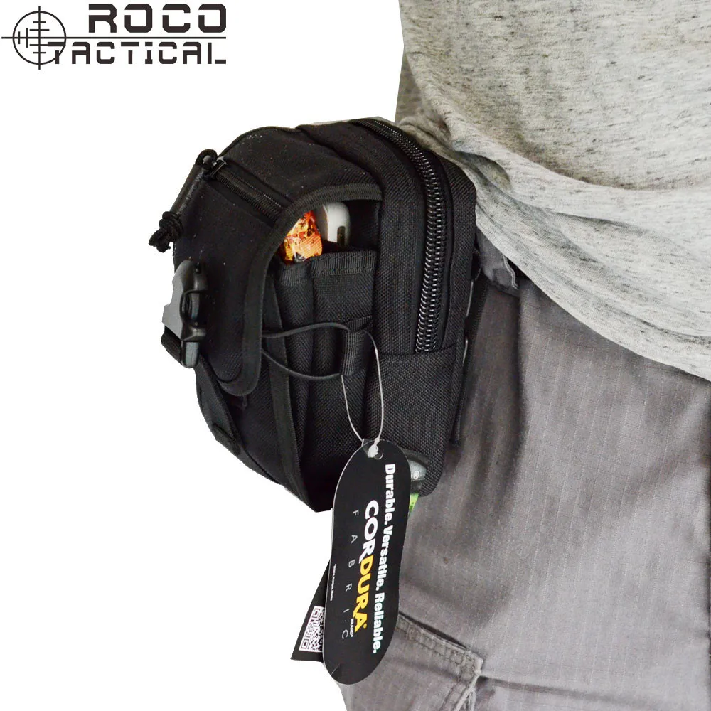 ROCOTACTICAL M1 Molle Тактические поясные сумки многофункциональные армейские компактные поясные сумки 5," Molle телефонные сумки Cordura нейлоновые черные/коричневые