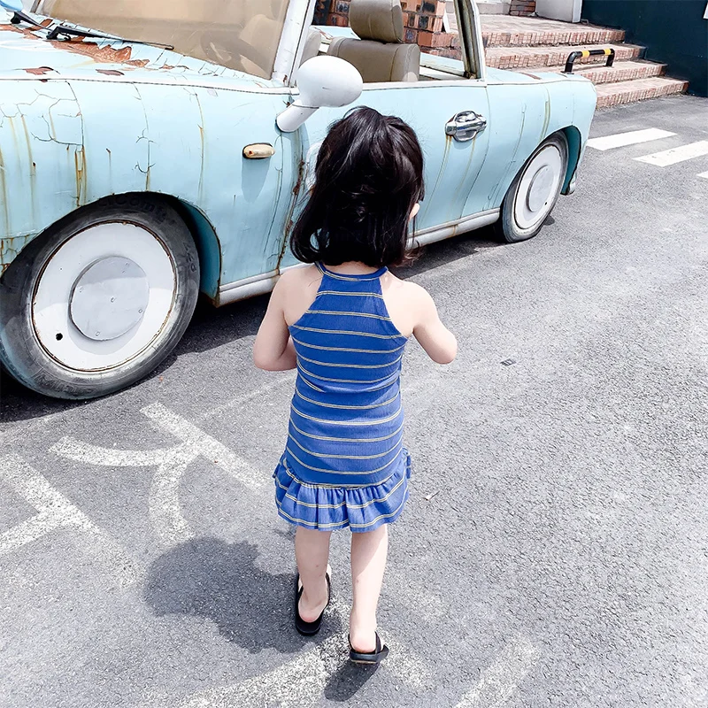 Cute Girls Summer Beach Striped Dress Fine Threaded Kids Beautiful Birthday Toddler Girl Clothes Dresses Baby 2 3 4 5 6 Y | Детская
