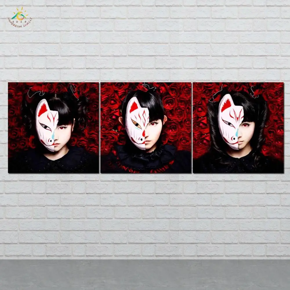 

Japanese Rose Mask Girl Wall Art HD Prints Canvas Art Print Painting Picture Canvas Painting Wall Poster Home Decor 3 Pieces