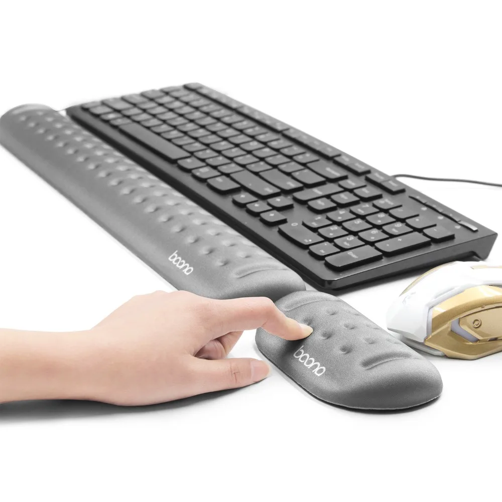 

Boona Memory Foam Micro Fiber Massage Hole Keyboard Pad & Mouse Pad Comfortable Lightweight Support for Computer & Laptop