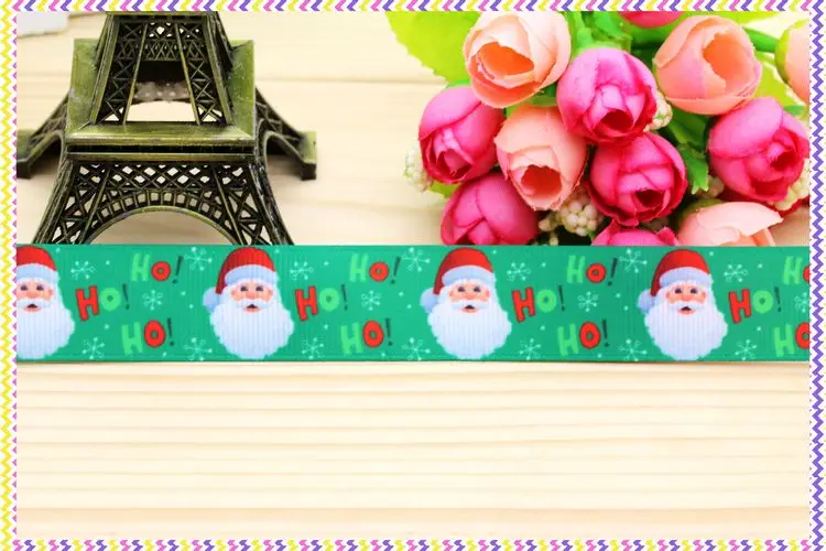 7/8 ''Бесплатная доставка Рождественская лента с принтом Санты корсажная