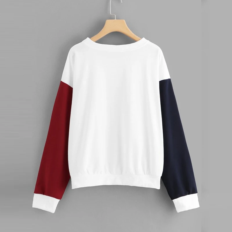 Хит продаж Женский Топ толстовка с круглым воротником и длинным рукавом принтом