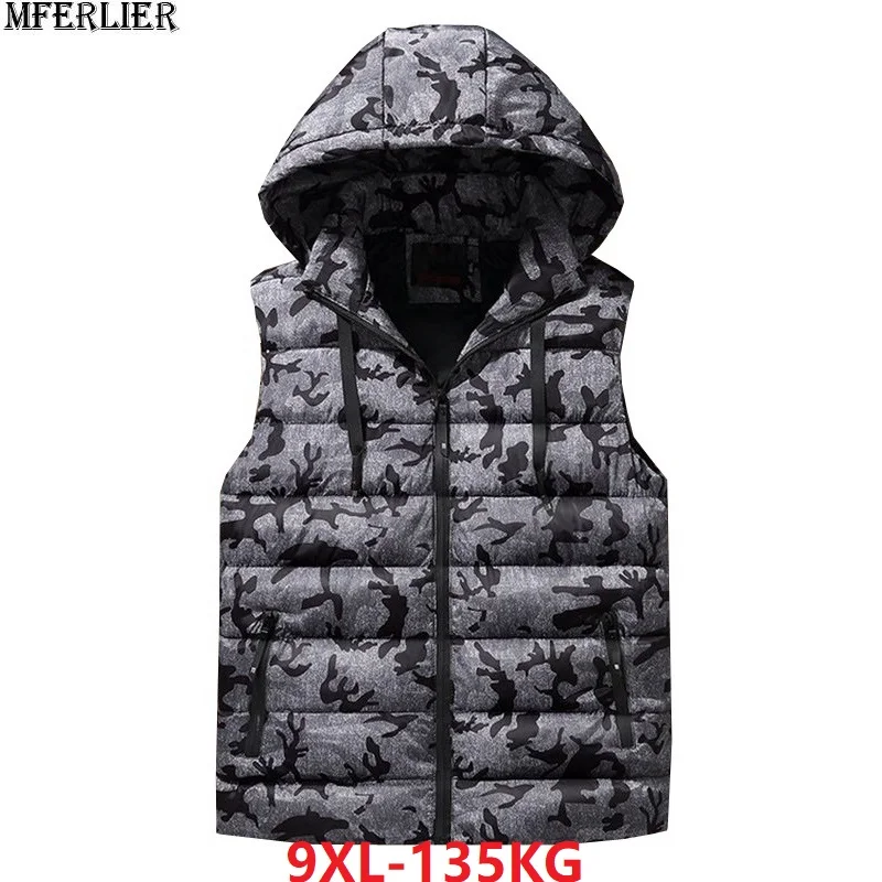 MFERLIER для мужчин wo мужские жилеты с капюшоном большой размер 7XL 8XL 9XL хипстер Зима
