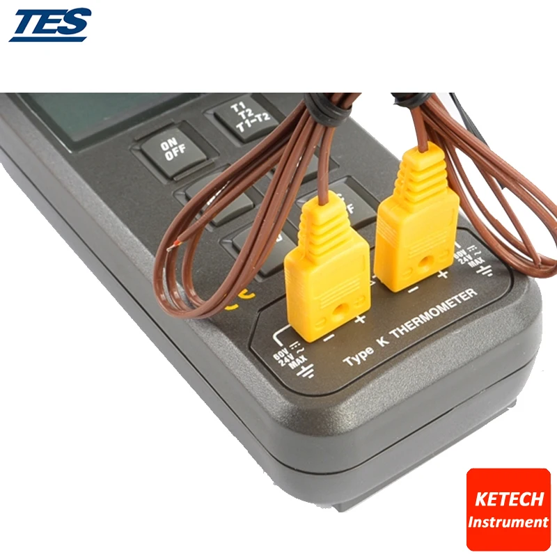 

Digital Thermometer Dual K Type T1 T2 TES1303