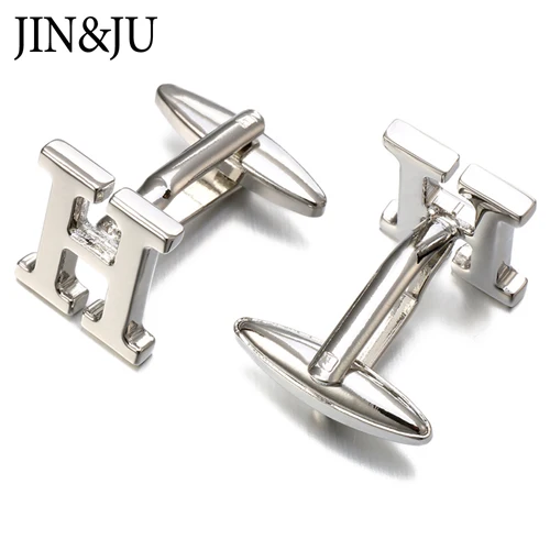 JIN& JU, Новое поступление, модные запонки с буквами A D R H M, мужские запонки с высоким качеством, золотые, серебряные, металлические запонки для рубашки - Окраска металла: Silver Color