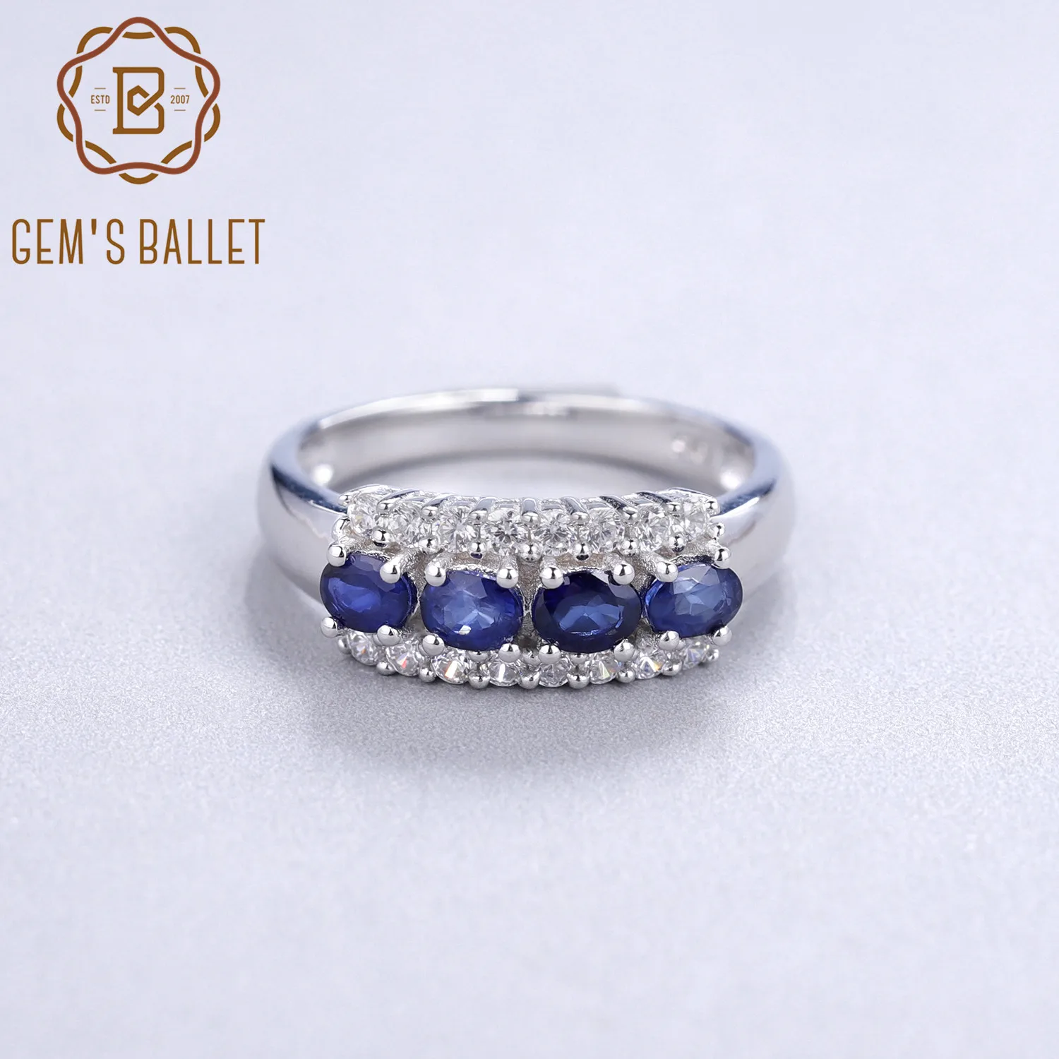 GEM'S BALLET 0.92Ct Натуральный Синий сапфир кольцо 925 пробы серебро обручальные кольца для женщин День Святого Валентина ювелирные изделия