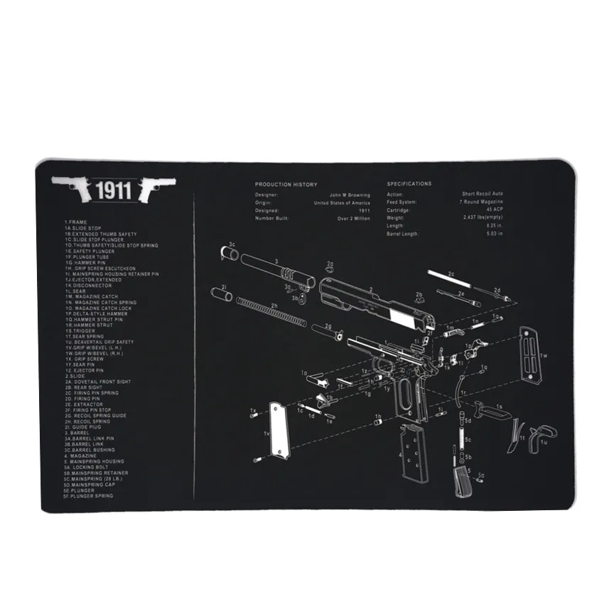 Коврик для чистки пистолета накладки верстак оружия Glock 17 19 26 1911 Sig sauer P226 P229