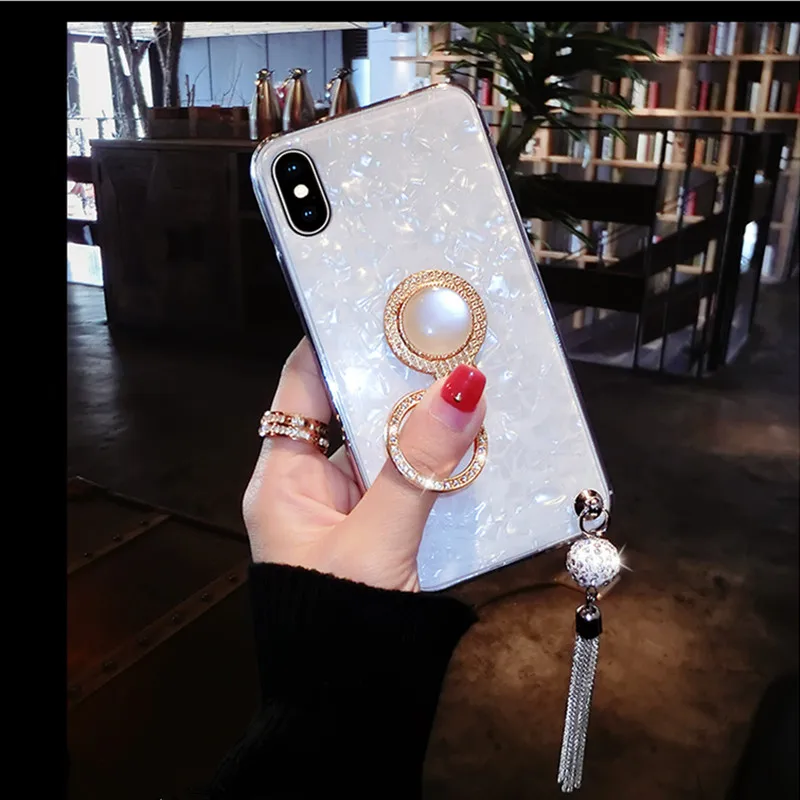 

Phone Case For OPPO A9 A5 2020 A11 A11X K5 Reno 2 2Z Reno Z Reno Ace F11 Pro A9X AX7 Shell Glitter Bling Soft Ring Stand Cover