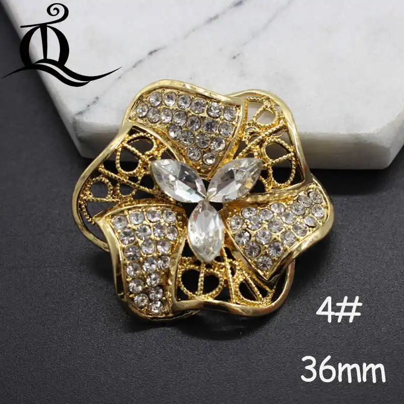 Zinc alloy Jeans Button big diy Handmade decorative rhinestone Metal Buttons,sewing buttons for fur coats, clothing accessories - Цвет: No4 gold 36mm