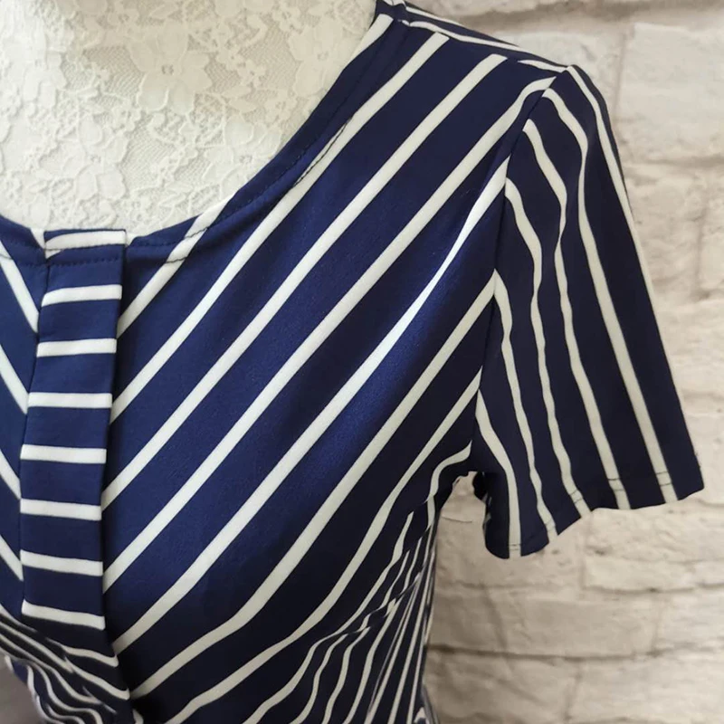 Летние женские облегающие платья в Вертикальную Полоску с коротким рукавом и