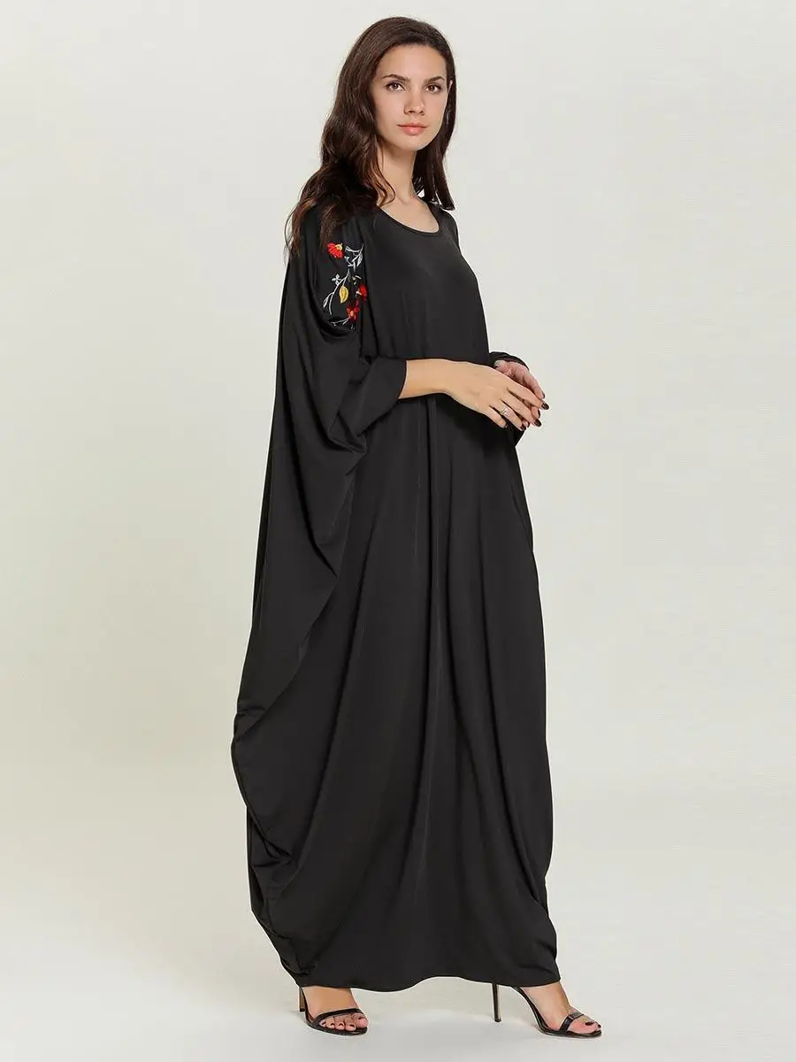Дубай рукав летучая мышь Farasha Abaya кафтан мусульманское платье для женщин длинный