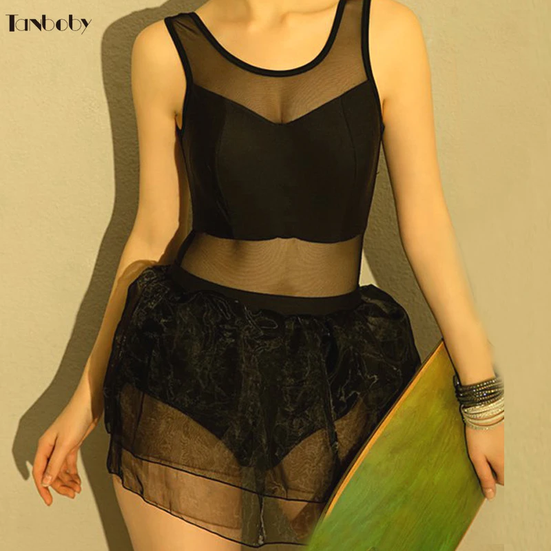 Черный цельный Монокини купальник сексуальный марлевый плюс размер купальные