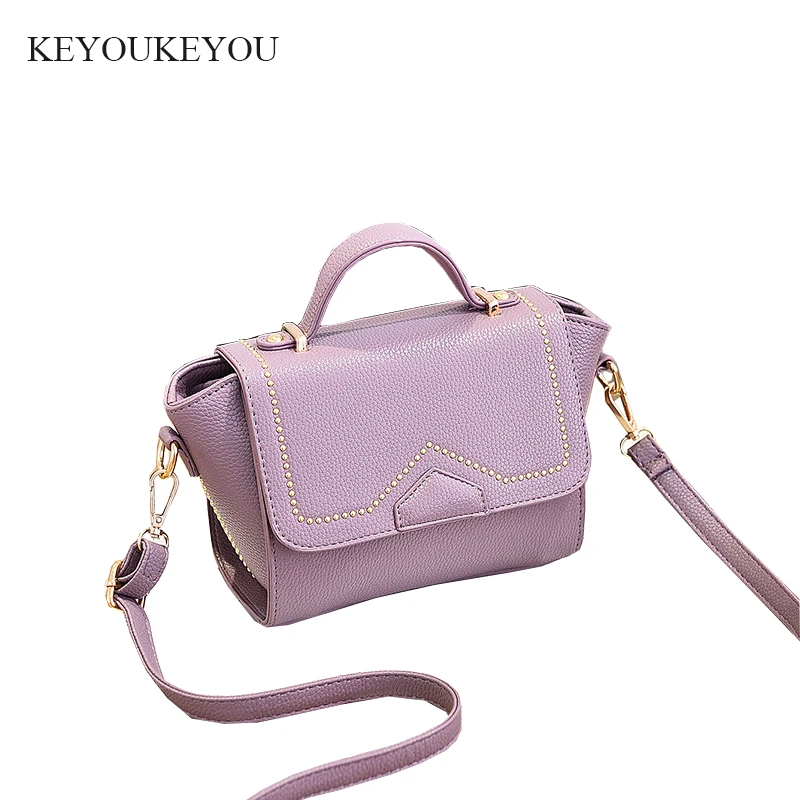 2017 новая мода заклепки pu кожа женщин crossbody сумка женская твердые град сумки