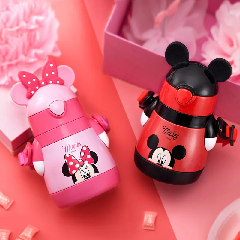 

Genuine Disney Children's Straw Insulation Cup Stainless Steel Leakproof Mickey Mouse Minnie Portable Baby Learning Drinking Cup