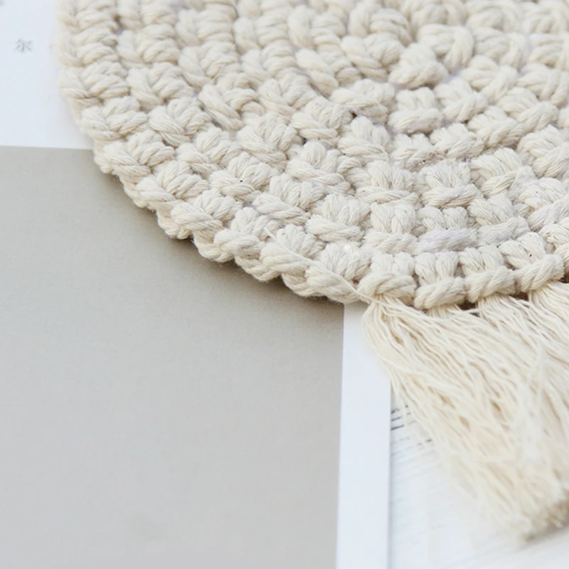 Макраме Северной Европы Стиль чистый ручной работы хлопок оплетка чашки pad дома