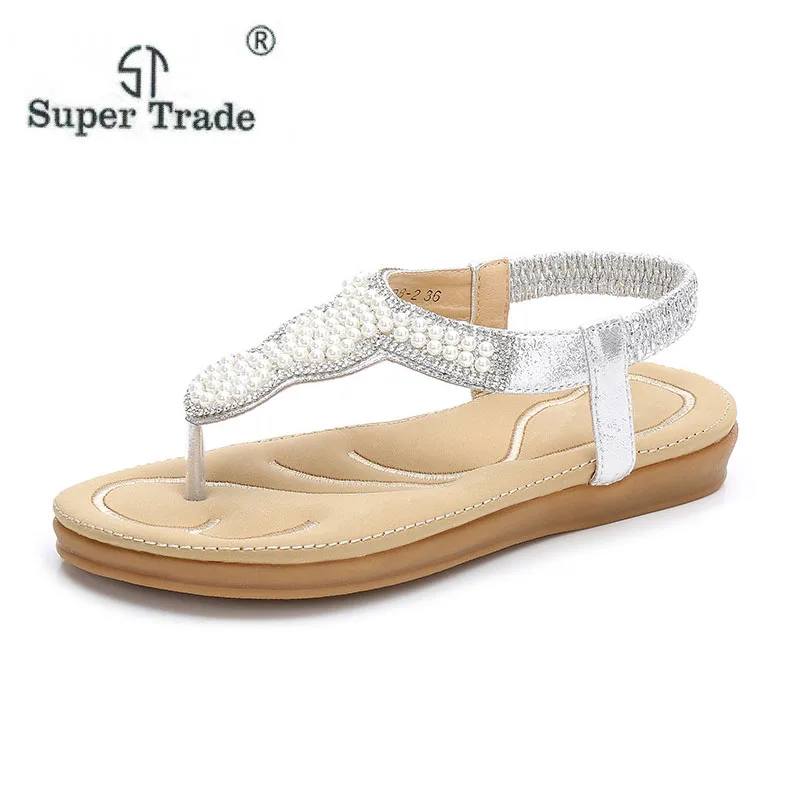 Бесплатная доставка 2018 летние богемные Для женщин жемчугом сандалии Одежда