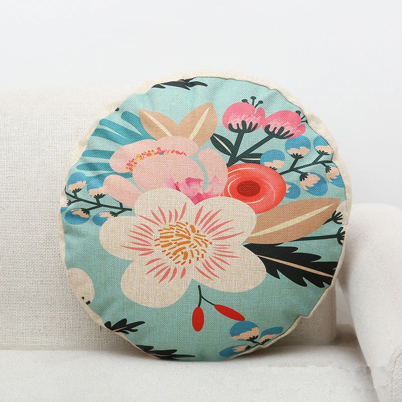 

45cm Round Cushion Cover Colorful Flower Home Sofa Bedroom Decaration Living Room Bedroom Throw Pillow Case