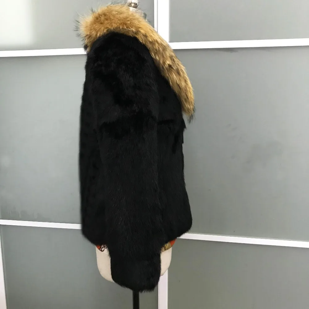 Женское пальто из натурального кроличьего меха зимняя короткая куртка с