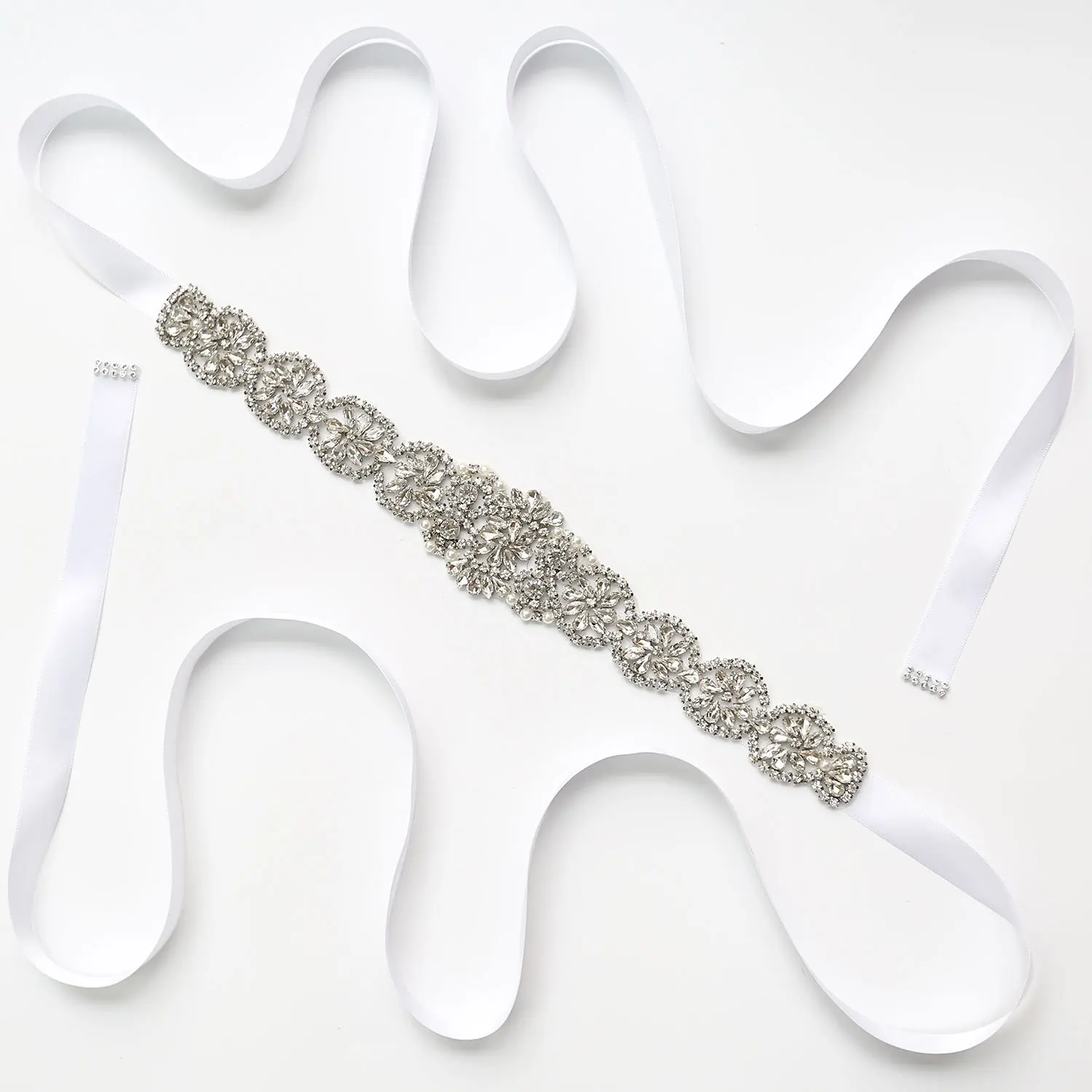 

Handmade Luxury Diamond Waist Belt Bridal Band Wedding Accessories Crystal Belt Satin and Yarn Band