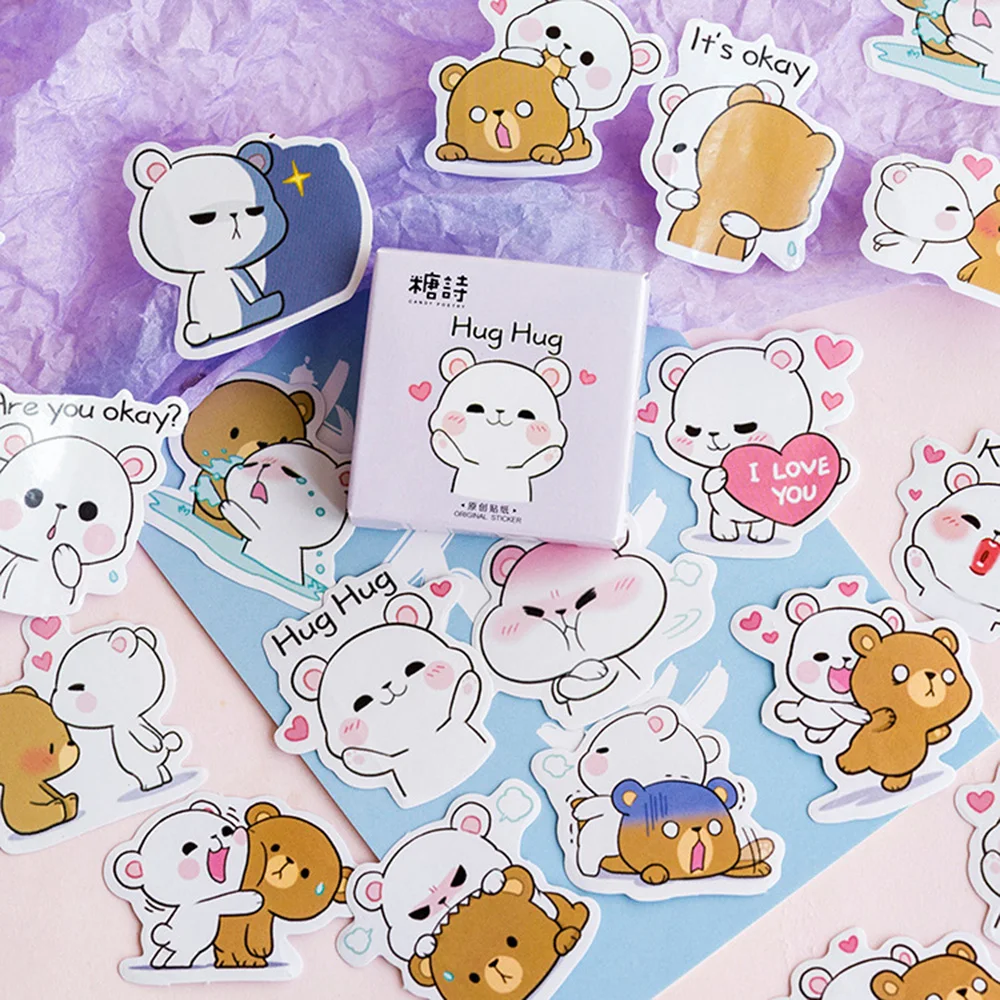 45 шт./кор. милые канцелярские наклейки DIY медведь липкая бумага Kawaii для украшения