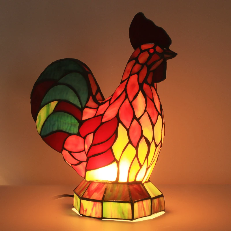 Светильник в виде животного настольная лампа из витражного стекла романтический