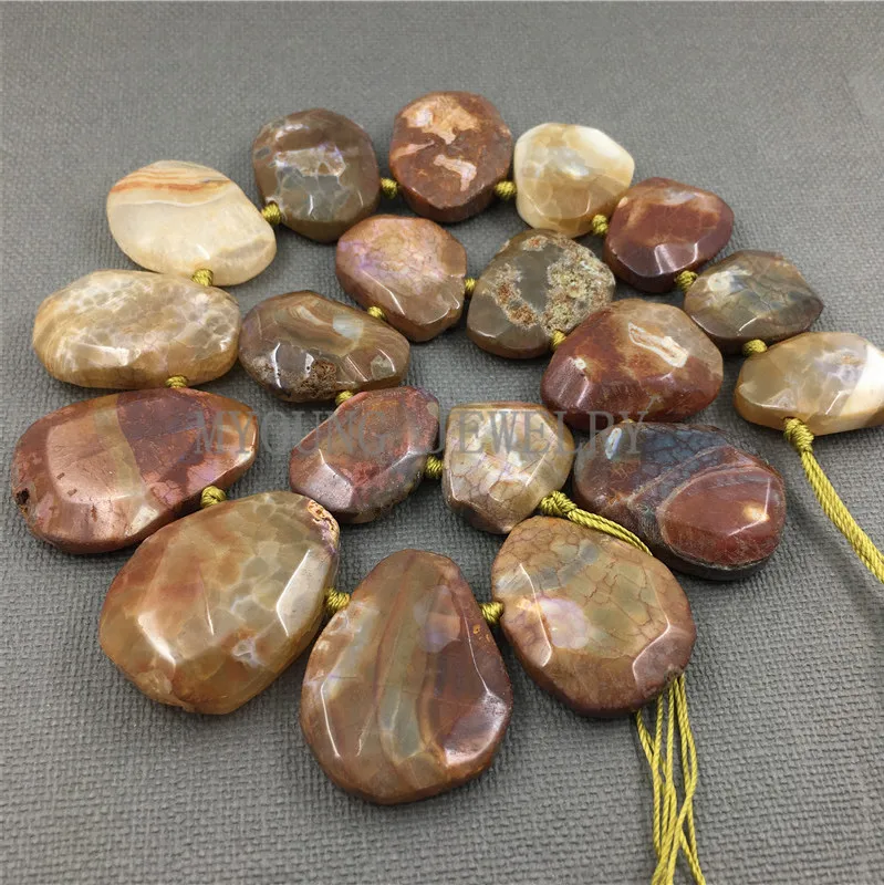MY1240 Water Drop Faceted Slice tawny Dragon veins Agates large Mix size banded agates Pendant Beads For Jewelry Top Drilled