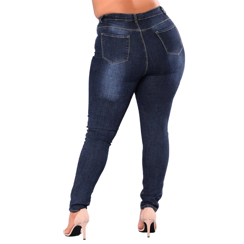 Women Skinny Slim Pencil Bas Jeans Female Big High Waist Pants Lady Plus Size 2XL-7XL Bottom Causal Elasticity Denim Clothing | Женская