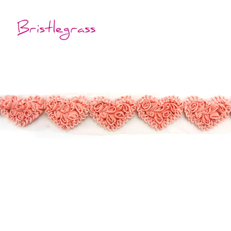 BRISTLEGRASS 1 Yard Crocheted Cotton Heart Flower Tulle Mesh Lace Trim Kid Headband Bride Wedding Dress Costume DIY Sewing Craft | Дом и сад