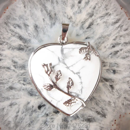 Новый Белый Howlite камень в форме сердца бисера инкрустированные цветок ювелирные