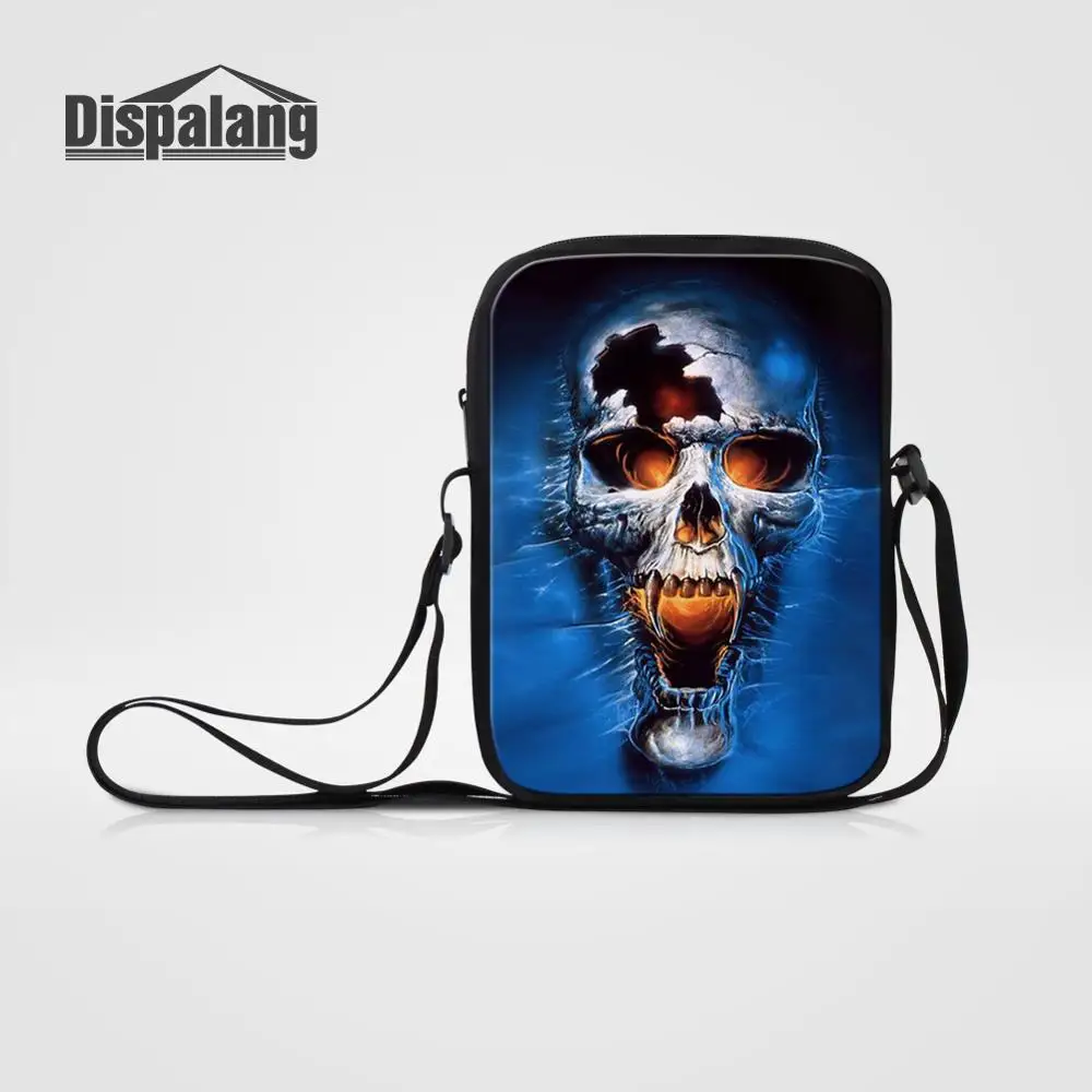 Dispalang Повседневное мужские маленькие Курьерские сумки череп печати Crossbody мешок для детей сумка Студент Дети Книга сумка - Цвет: Золотой