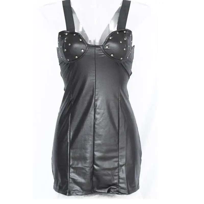 Женское платье из искусственной кожи с вырезом лодочкой и молнией|dress zipper|club