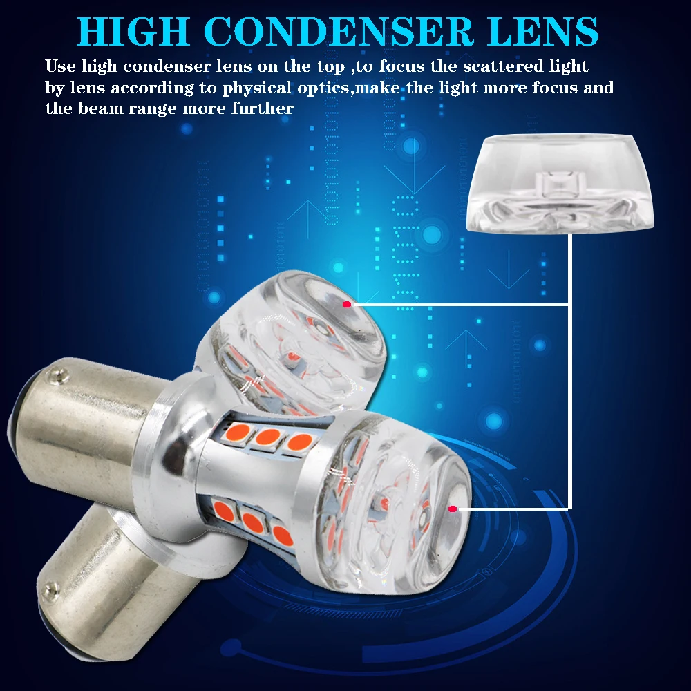 YSY 10x W21W светодиодный лампочка T20 7440 1156 BA15S 18SMD 3030 чип Автомобильный задний фонарь