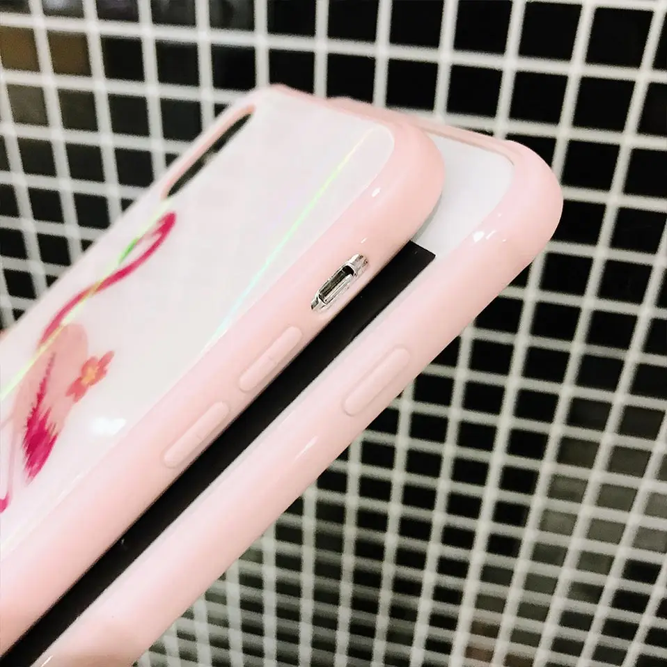 Для iphone 6 7 8 розовое стекло Любовь Фламинго чехол для телефона S плюс Funda Drop-proof