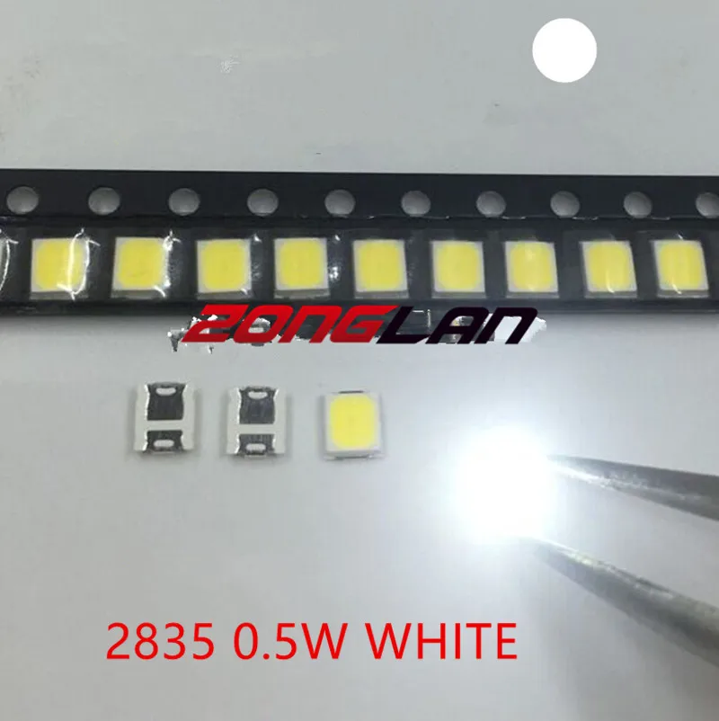 50 шт. 2835 светодиодов 0 5 Вт белый SMD/SMT PLCC 2 6000 мА 65 лм 6500 K диоды высокой мощности