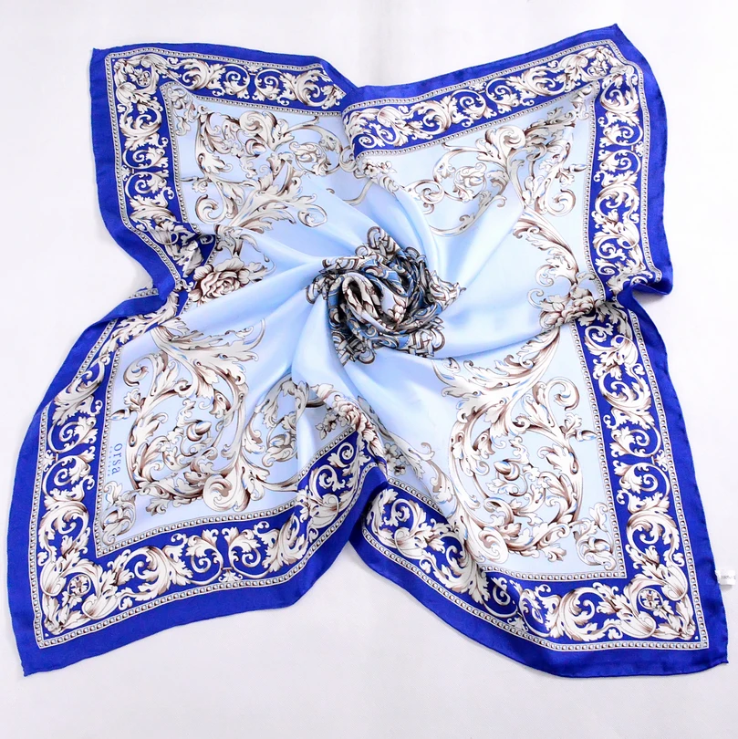 Женский шелковый шарф в китайском стиле [BYSIFA] сине белый классический с цветами