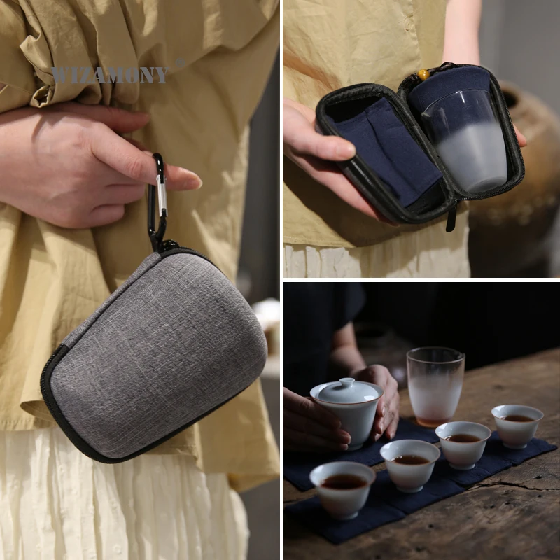 WIZAMONY дорожная сумка китайский чайный набор кунг фу gaiwan Чайник чашки ярмарка