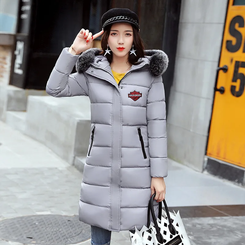 

2019 Winter Clothes New Pattern Heavy Seta Lead Even Hat Down Cotton Girls Long Fund Overknee Ma'am Cotton-padded Jacket Coat