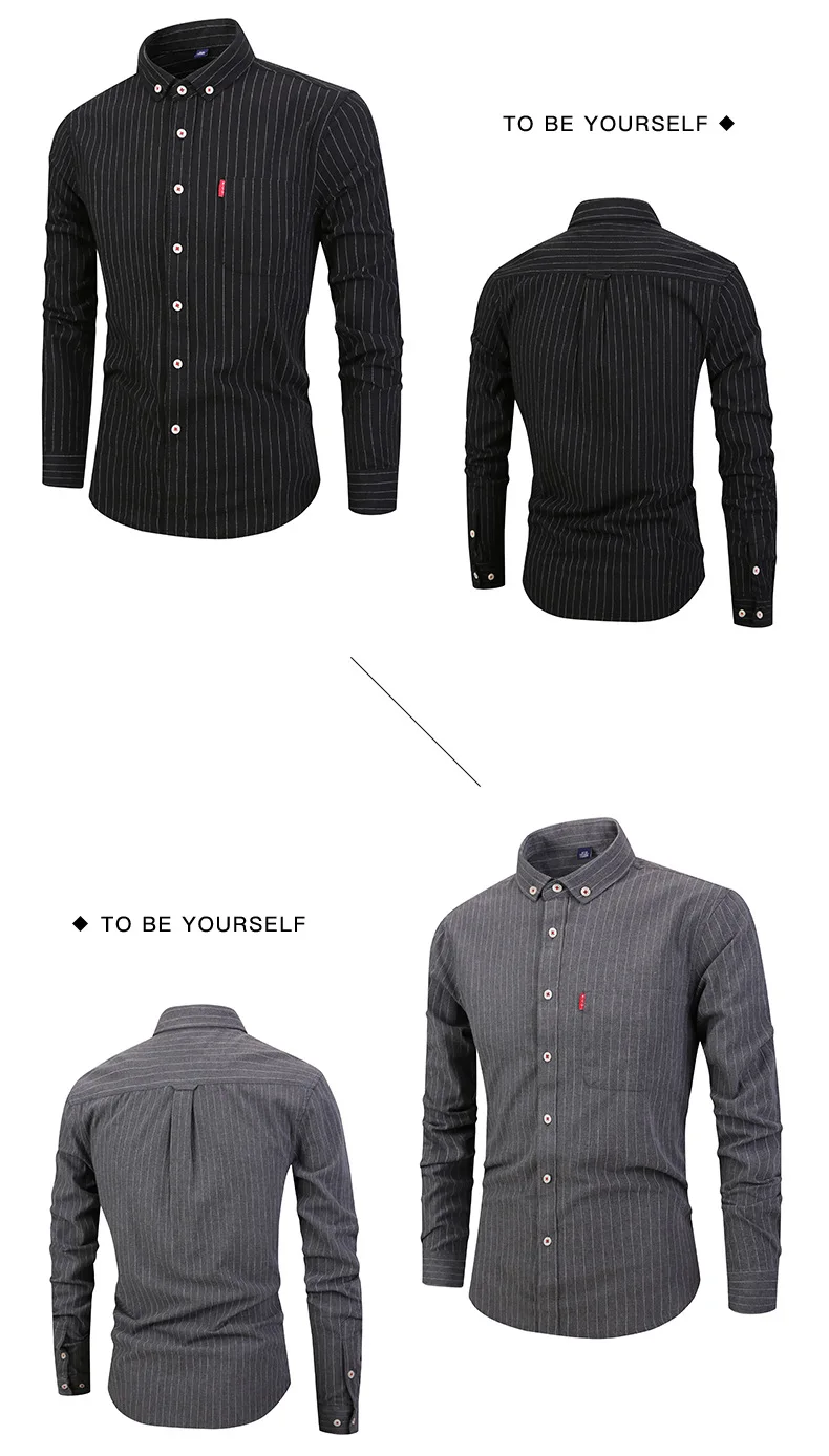 Фланель тканевые рубашки хлопок отлично Удобная Slim Fit кнопку воротник рубашки мужские деловые и повседневные полосатые рубашки с принтом