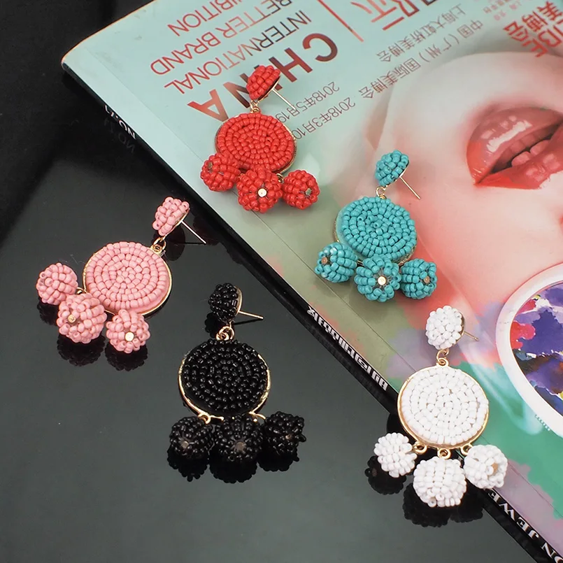 Женские серьги подвески MANILAI Boho из полимерных бусин круглые ручной работы
