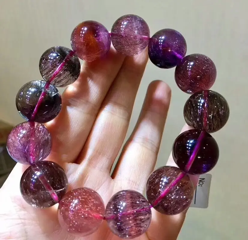 Genuine Natural Super 7 Seven Quartz Melody Stone Beads Women Fashion Bracelet 17mm AAAAA | Украшения и аксессуары