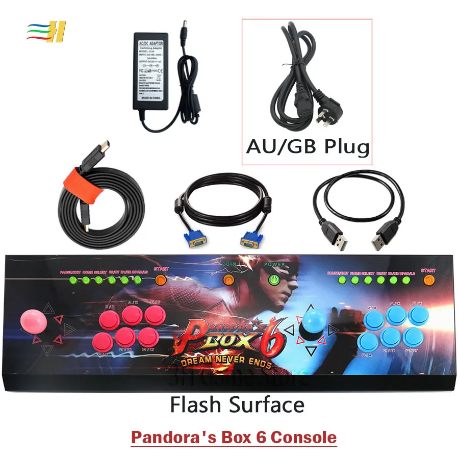 PDB6 flash GB plug Pandora Box 6 1300 в 1 аркадная консоль может добавить 3000 игр 2 игрока светодиодная Кнопка usb джойстик для ПК ps3 игровые автоматы - Цвет: PDB6 flash GB plug