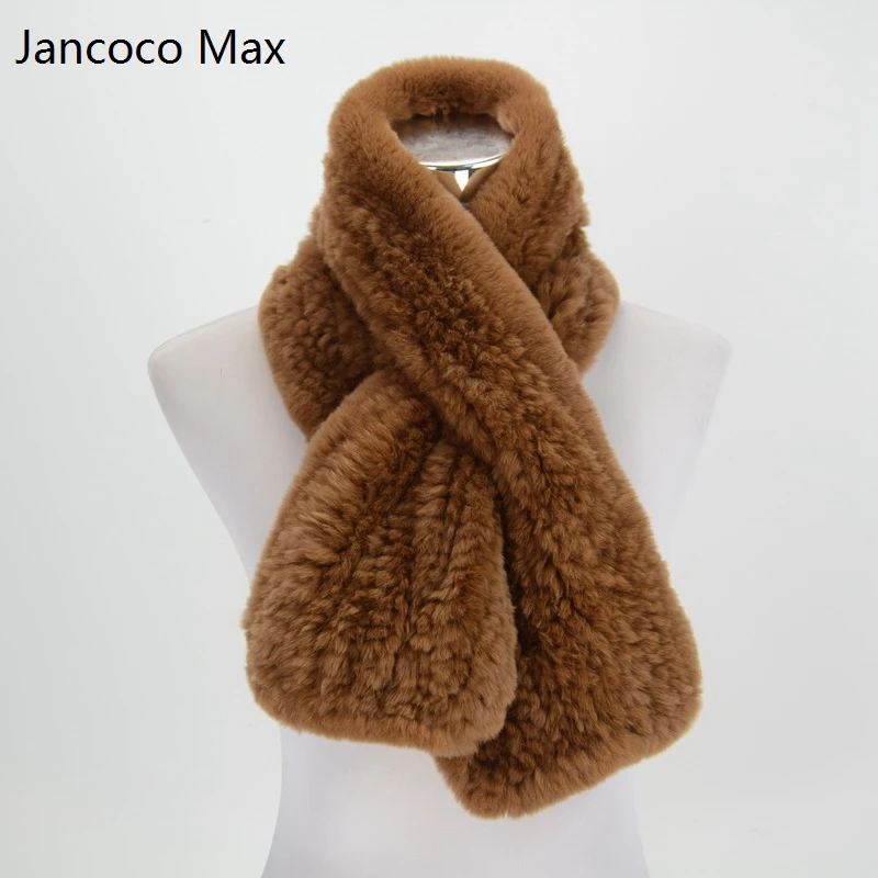 Женский вязаный шарф из меха кролика рекс Jancoco Max S1592 зимний теплый натурального