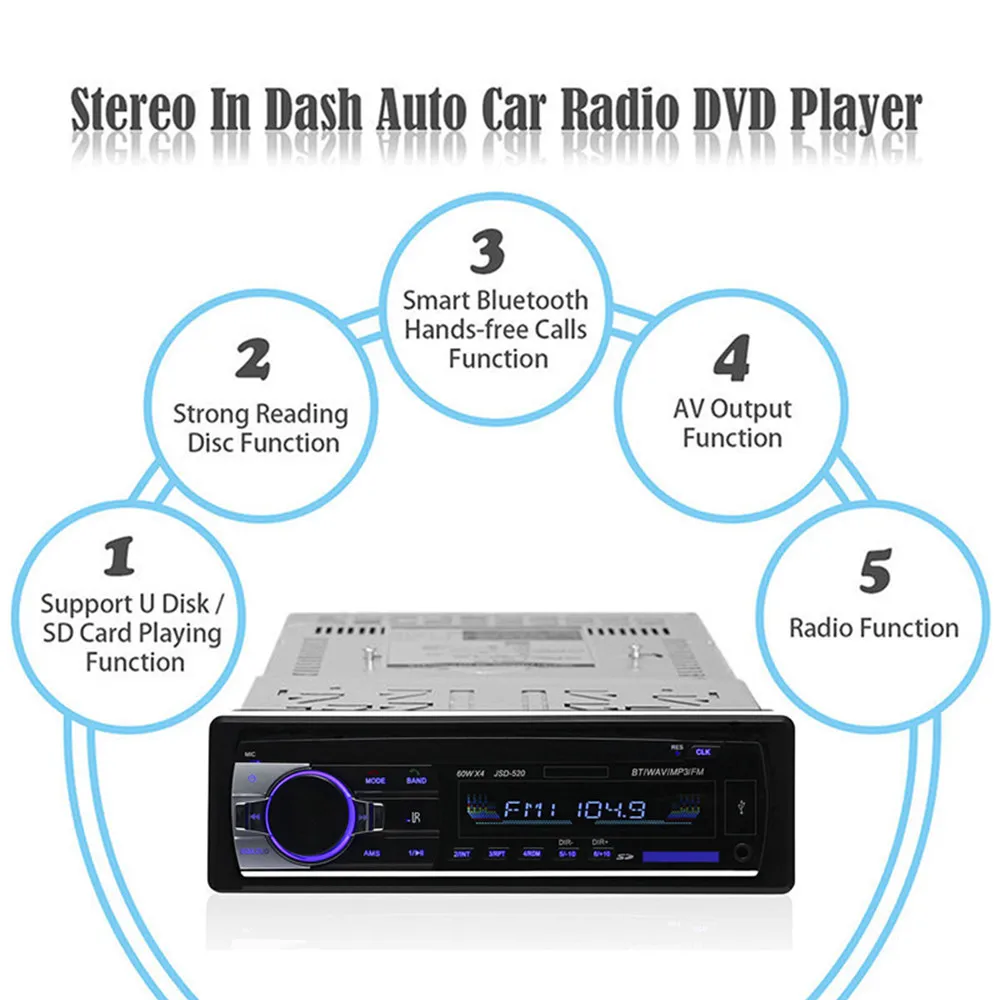 1 шт. стерео сабвуфер автомобильный Радио с Bluetooth и Usb Авто 1.din Pioneer Hd Автомобильный