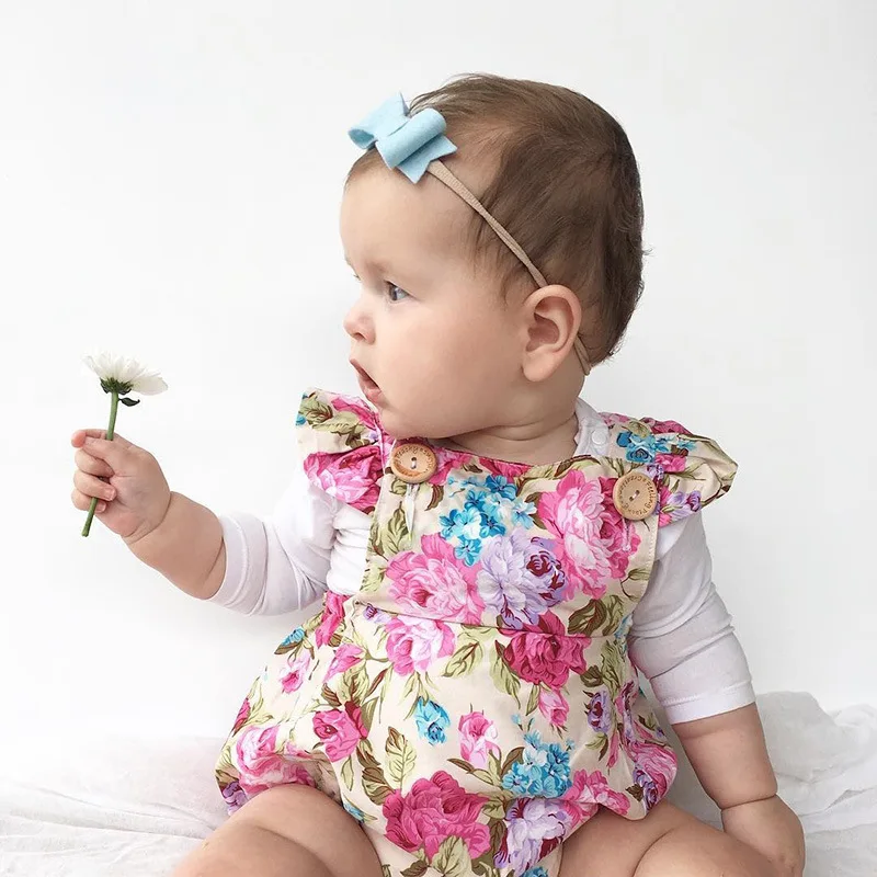 SLKMSWMDJ/комплект летней одежды для малышей винтажный комбинезон с цветочным